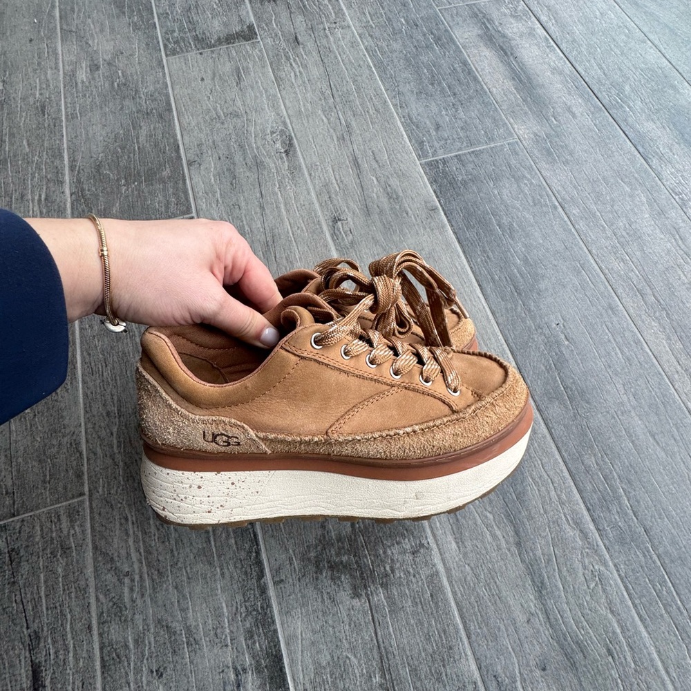 UGG Marin Lace Up Sneakers Women's Brown In Chestnut Leather